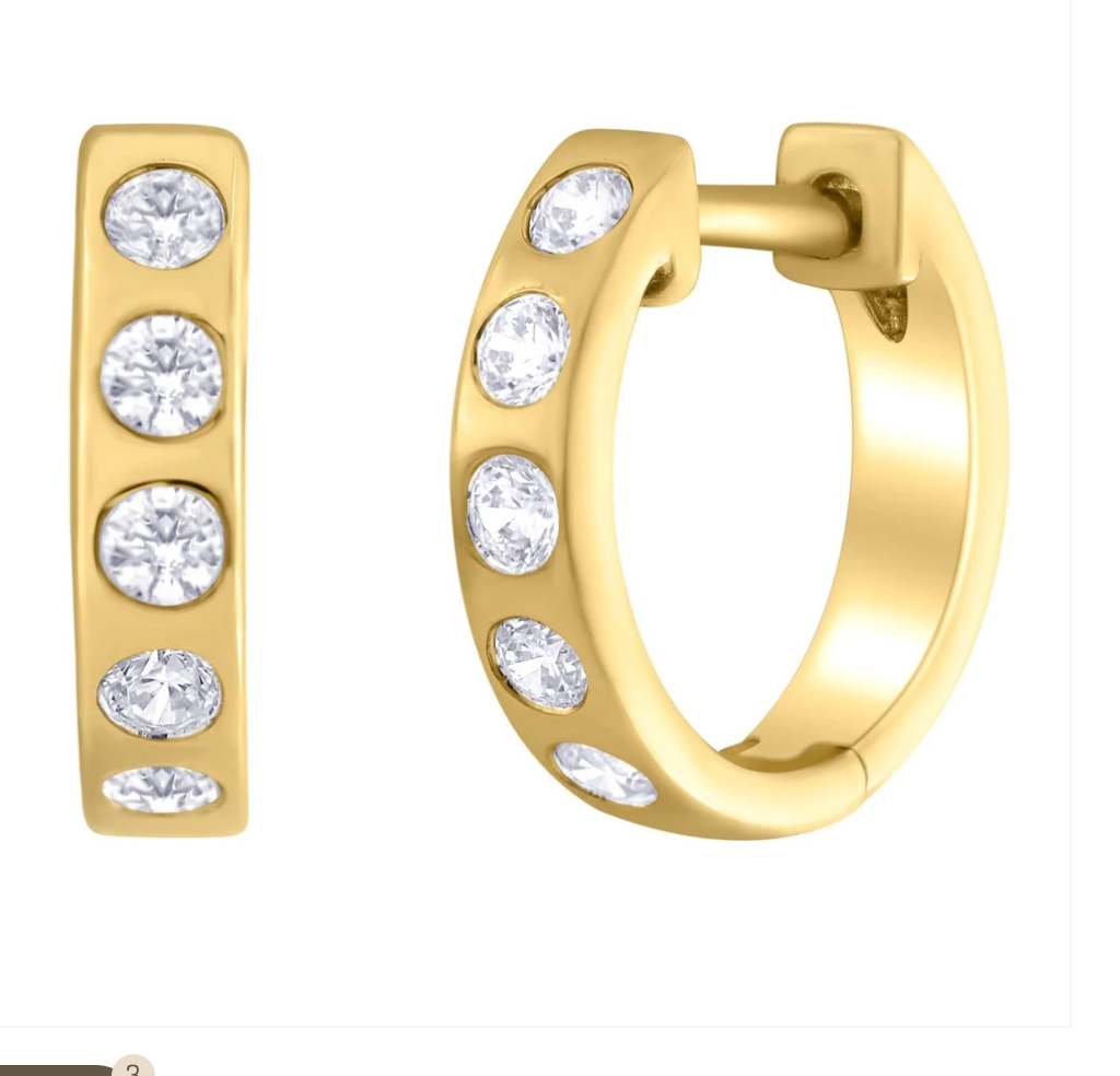 14K and diamond huggie earrings