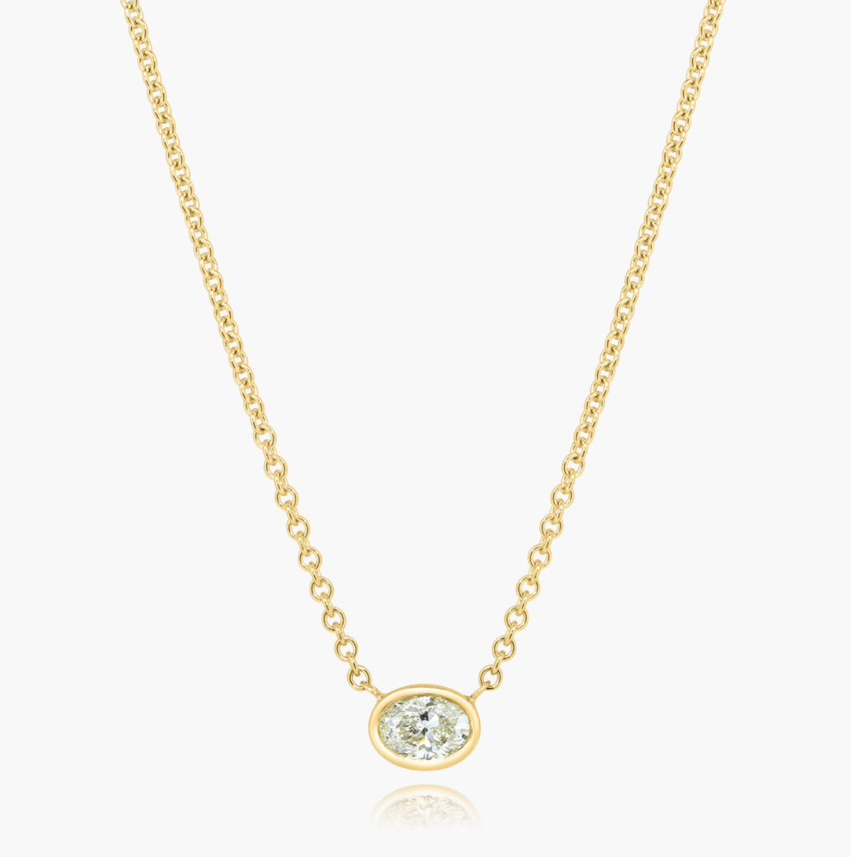 Oval bezel set diamond neckalce