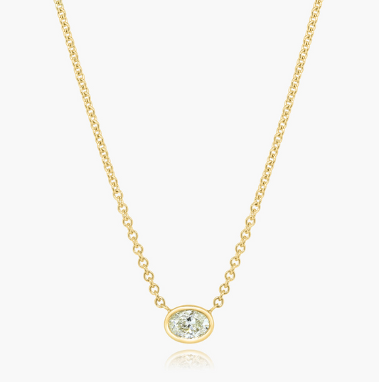 Oval bezel set diamond neckalce