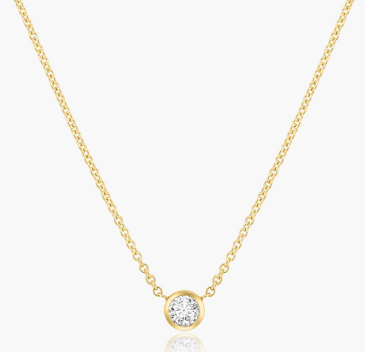 Round diamond bezel set pendant necklace