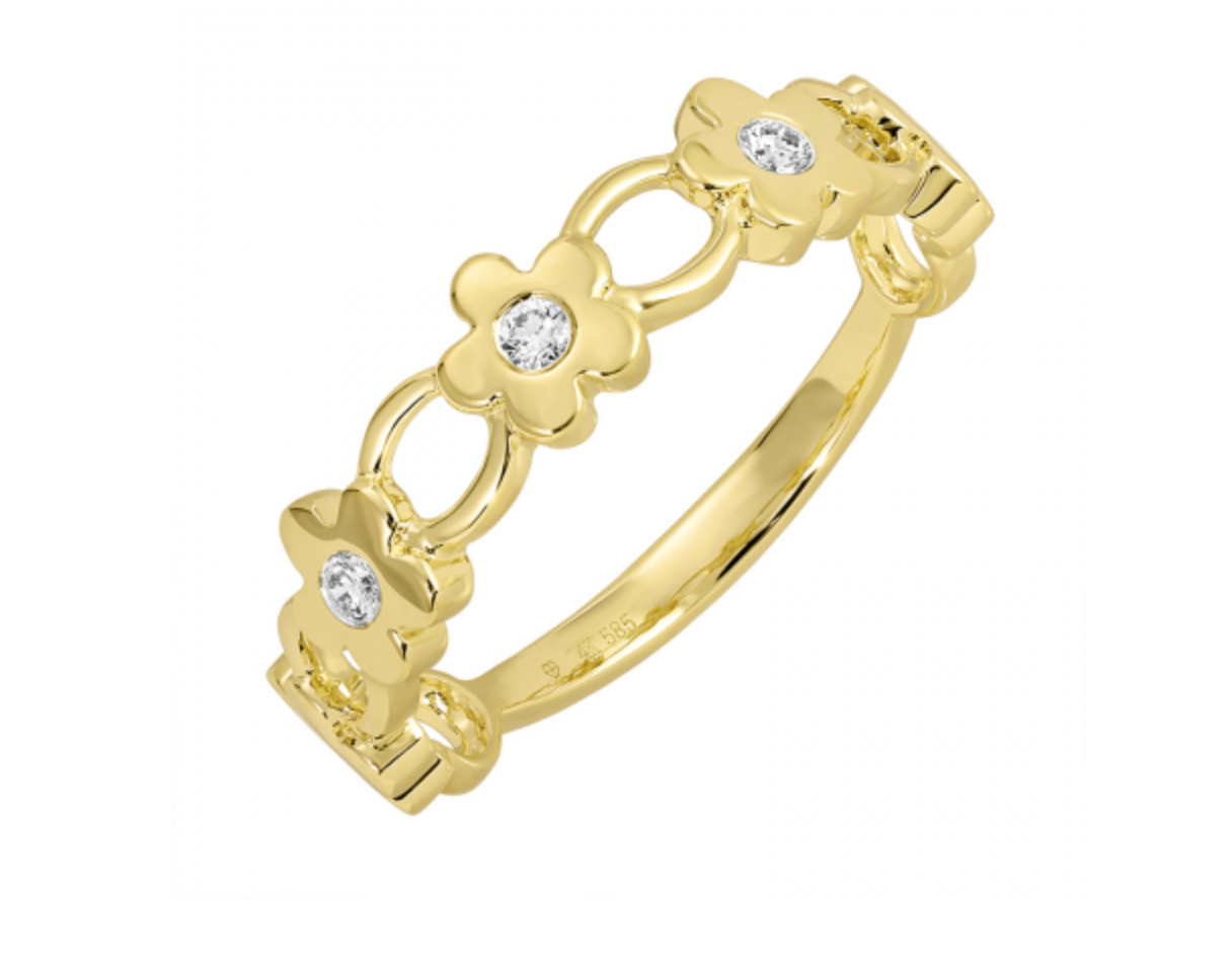 Flower diamond and gold ring