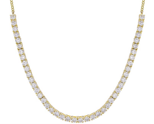 14K yellow gold classic 4 prong tennis chain necklace
