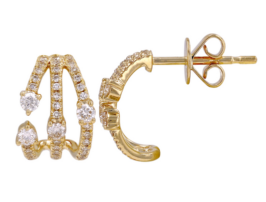 Diamond cage lobe stud earrings