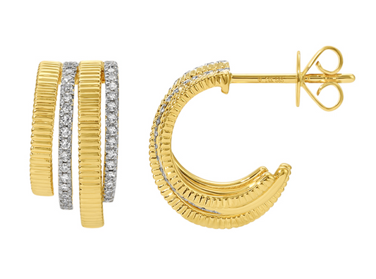 Fluted open hoop earrings