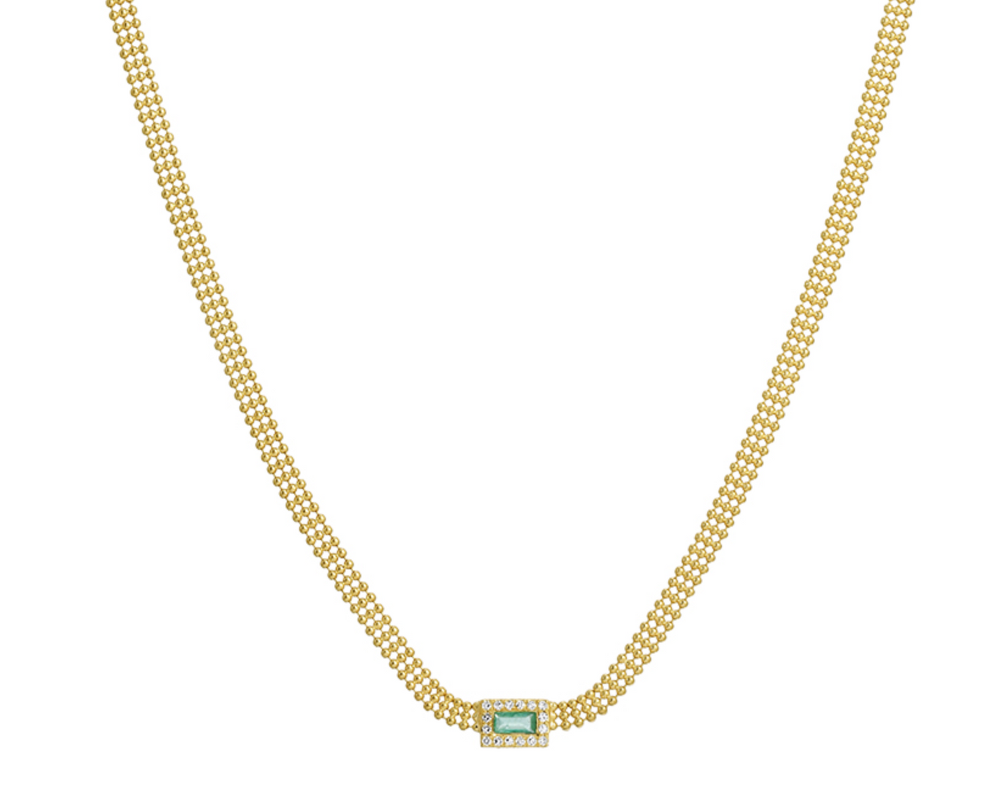 Bead emerald and diamond necklace