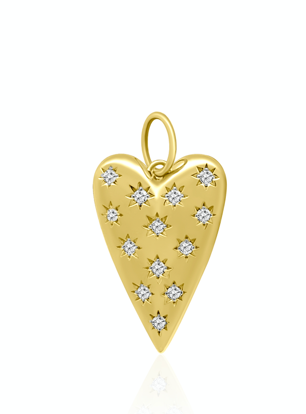 Elongated sparkle heart pendant