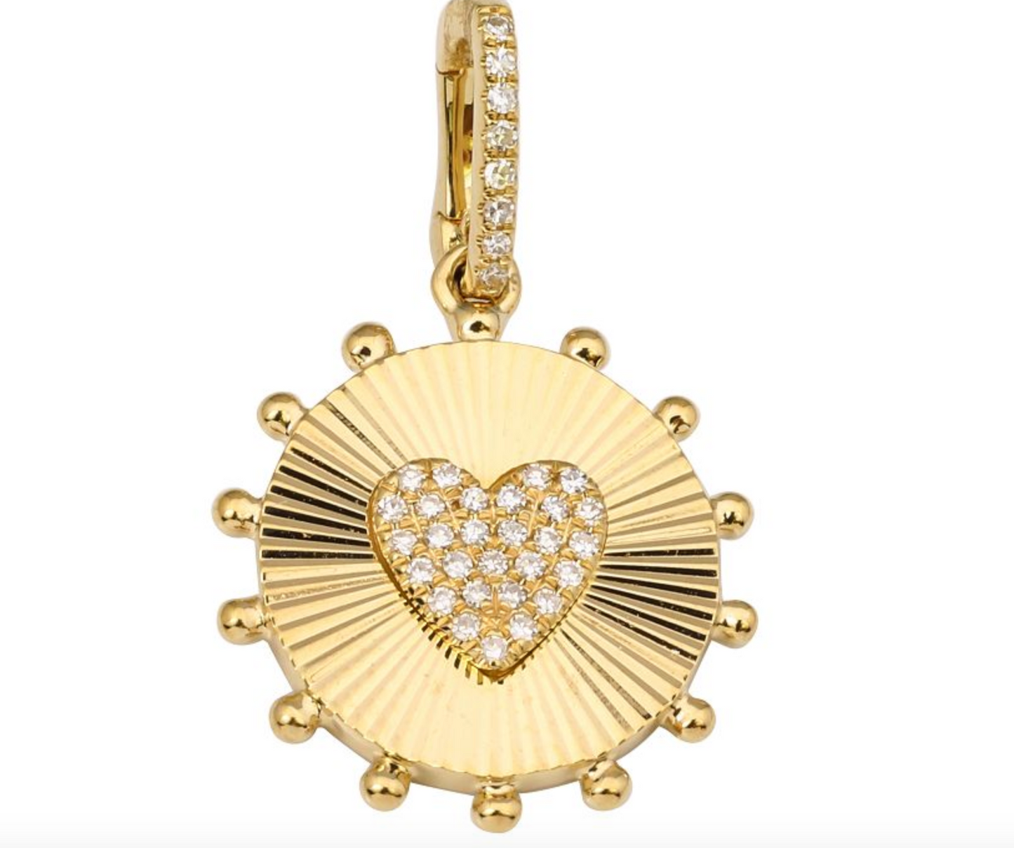 Round, fluted heart pendant with openable bail