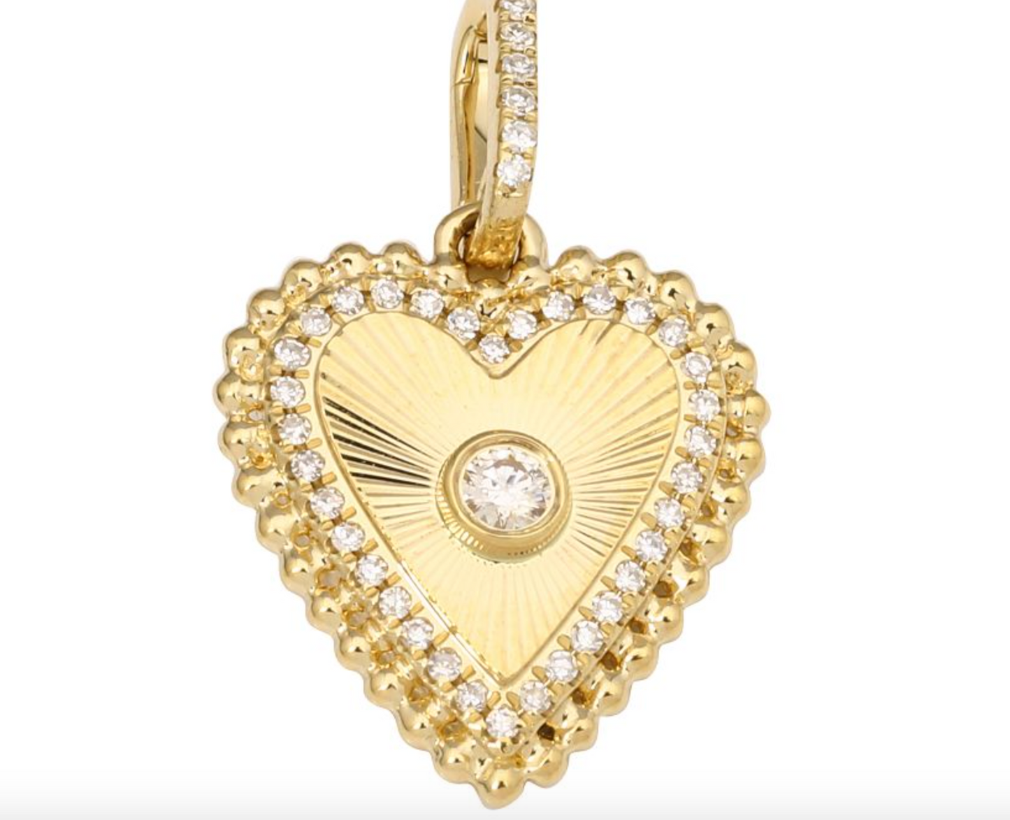 Fluted heart charm with openable bail