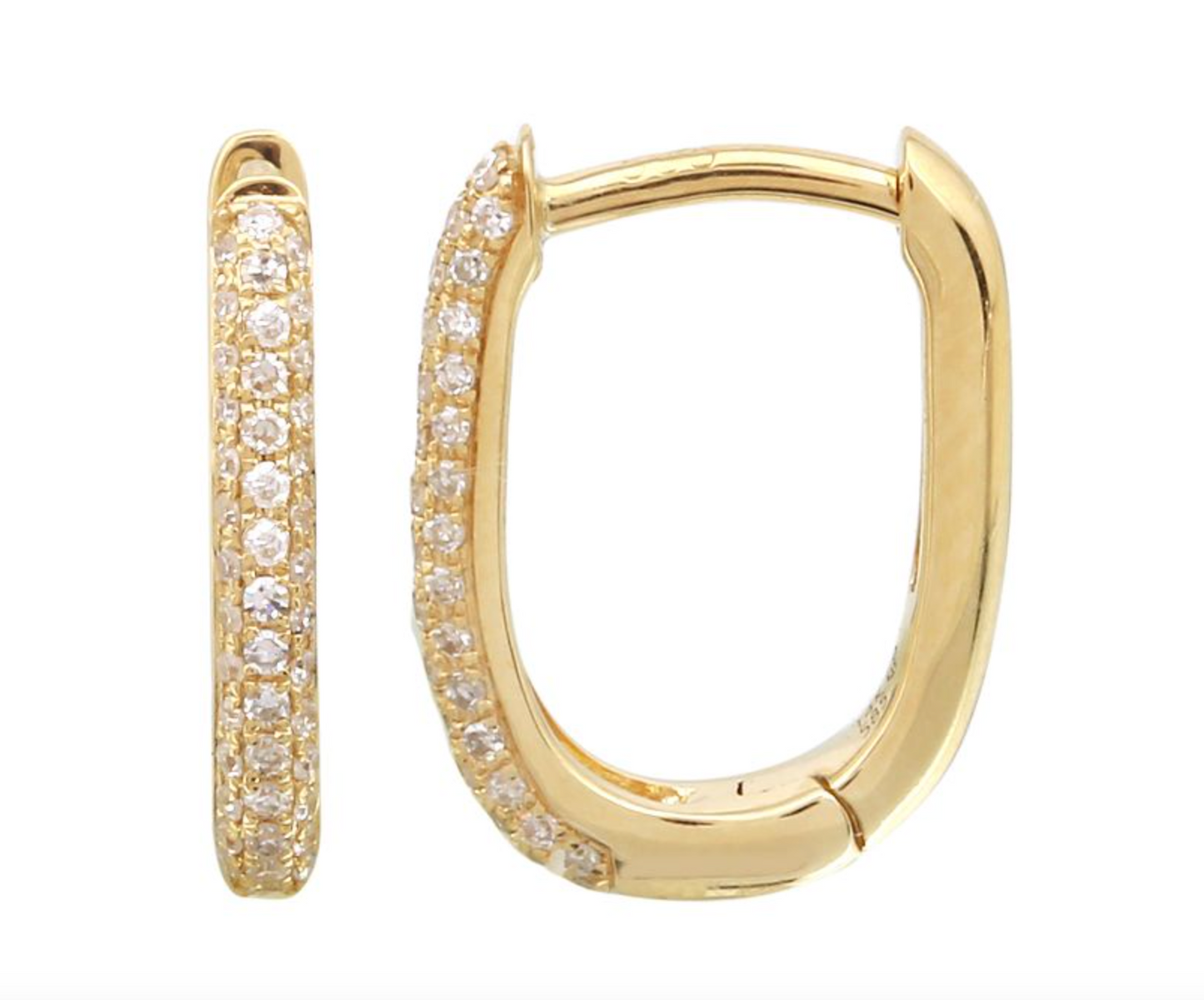 Oval pave diamond huggie