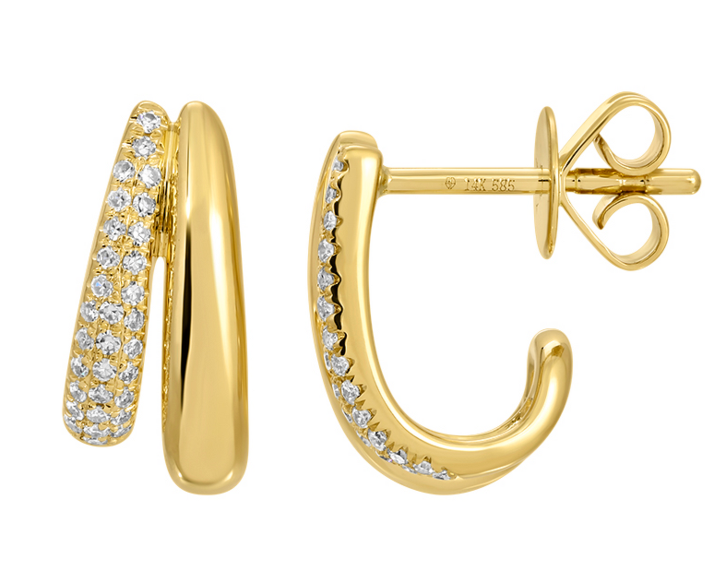 Double LIne Open Hoop Diamond Earring