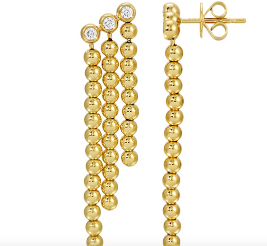 Gold bead and diamond earring