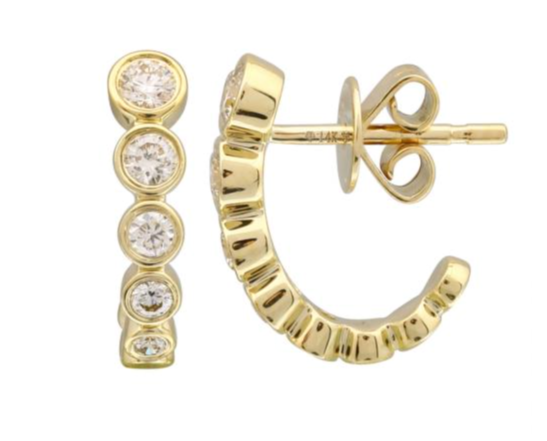 Bezel Diamond J Hoop