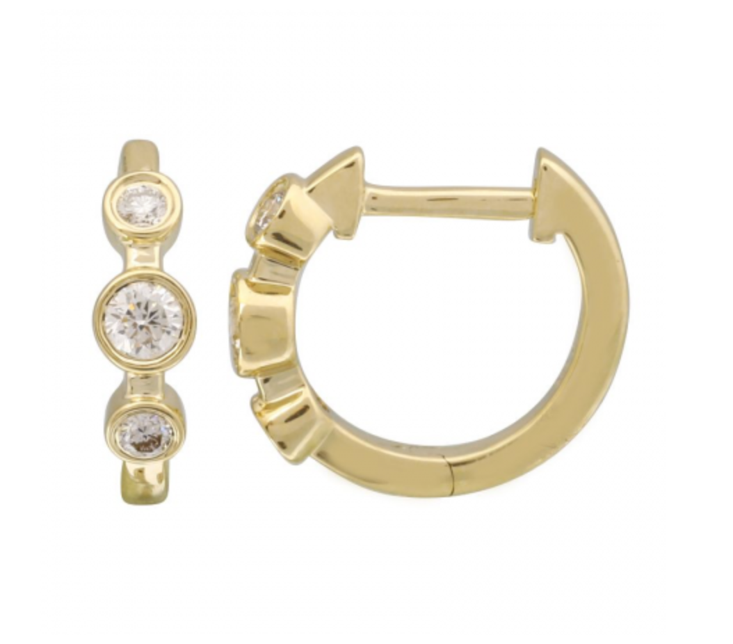 Bezel set diamond huggies