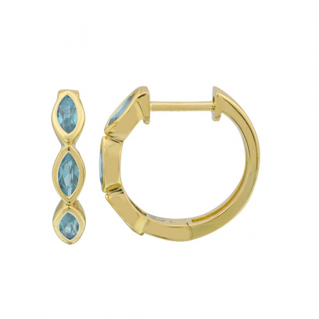 Blue topaz marquise huggie earring