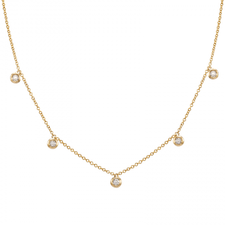 Five drop bezel set diamond necklace