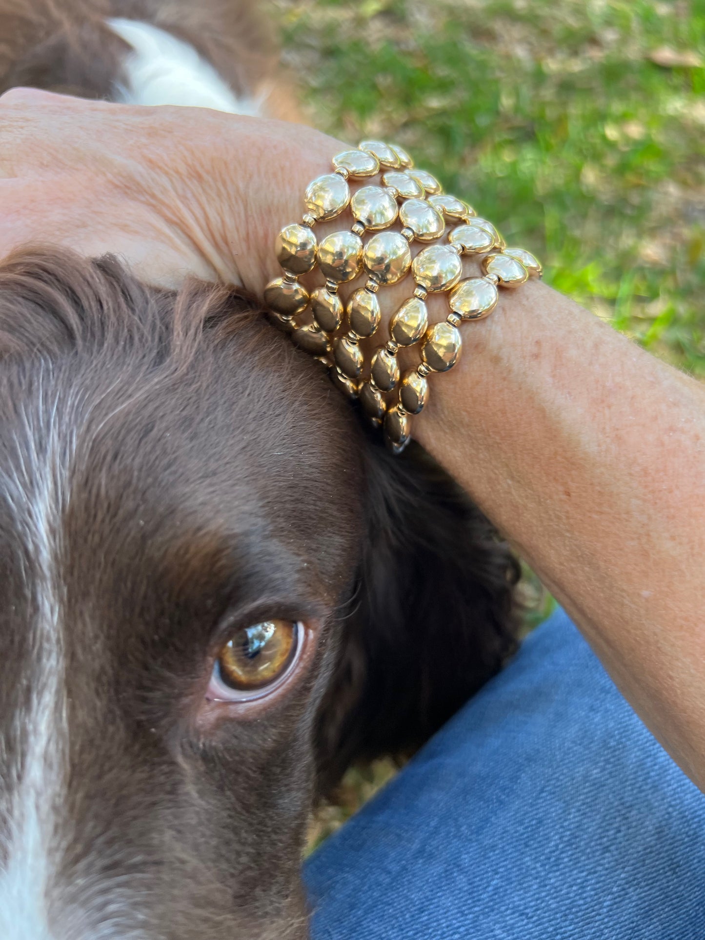 Gold filled flat bead bracelet