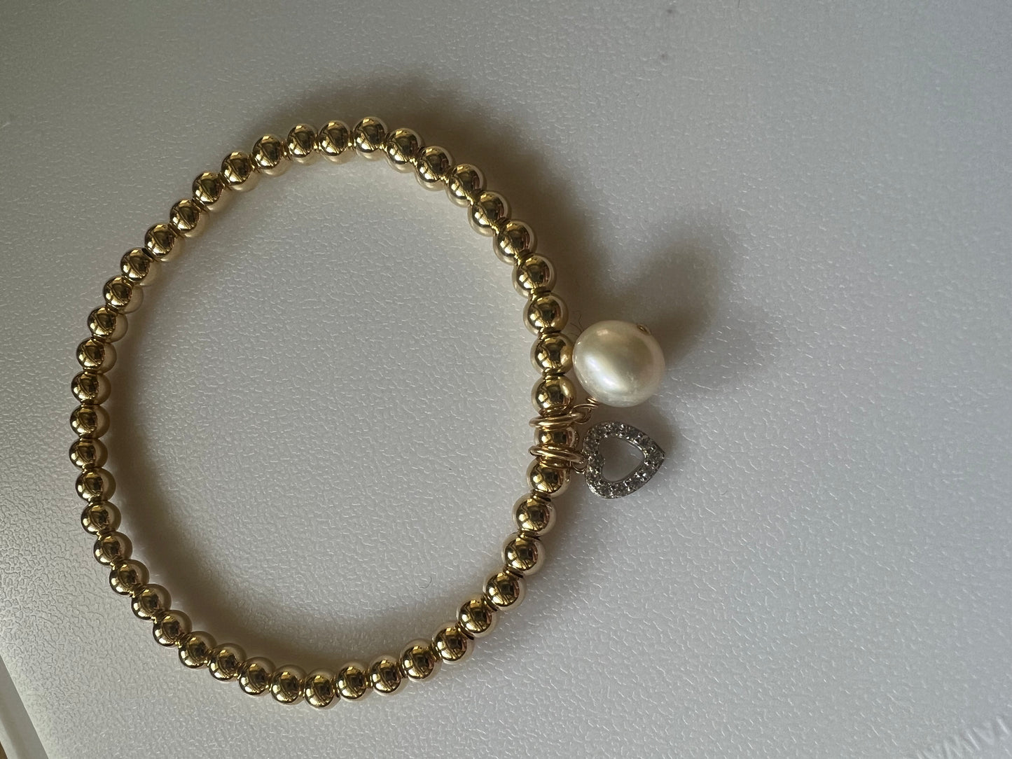 Gold filled bead charm bracelet