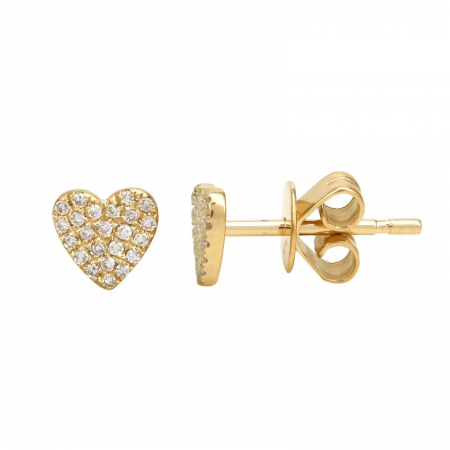 Pave diamond heart studs