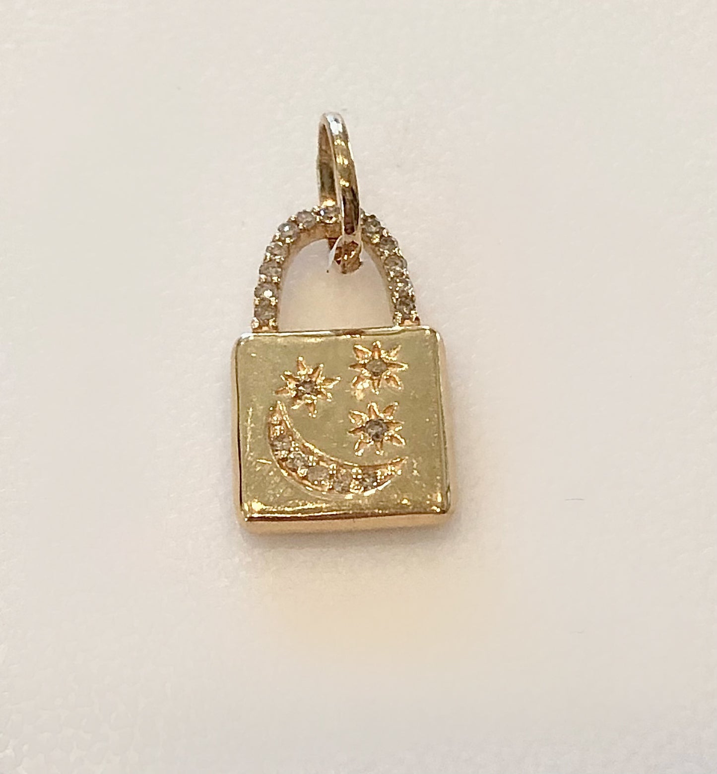Diamond moon and star lock charm