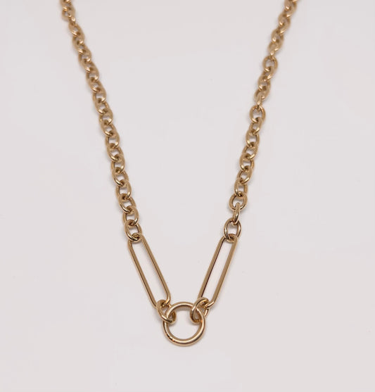 Gold openable bail link chain necklace