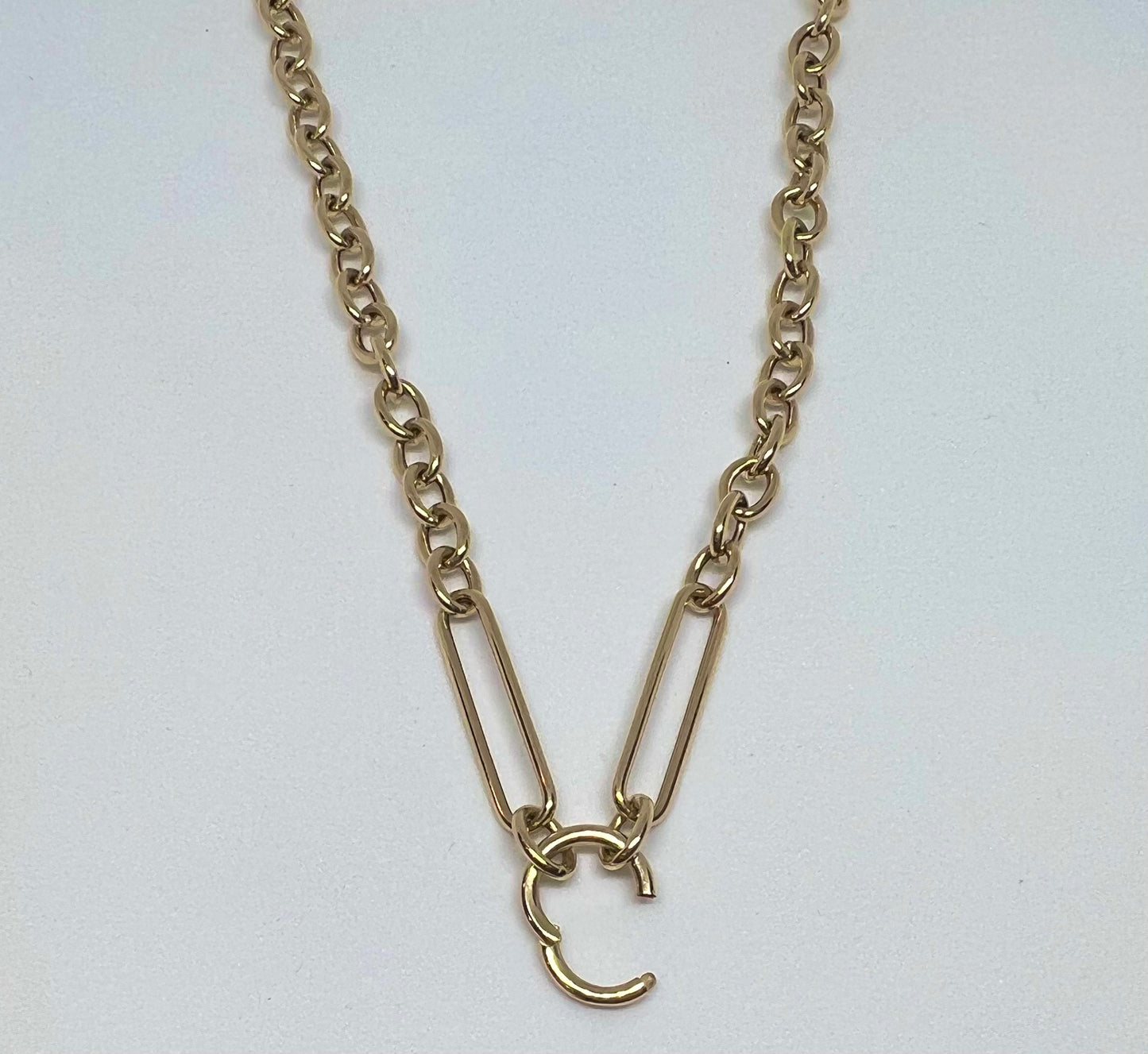 Gold openable bail link chain necklace
