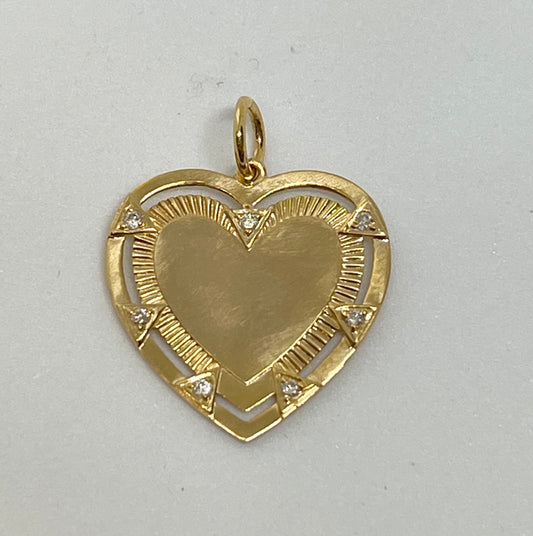 Diamond framed heart pendant charm