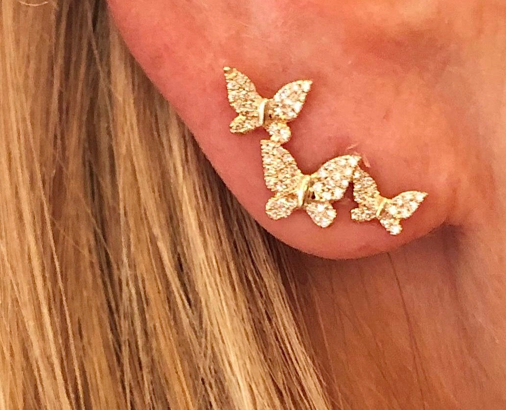 Triple butterfly stud