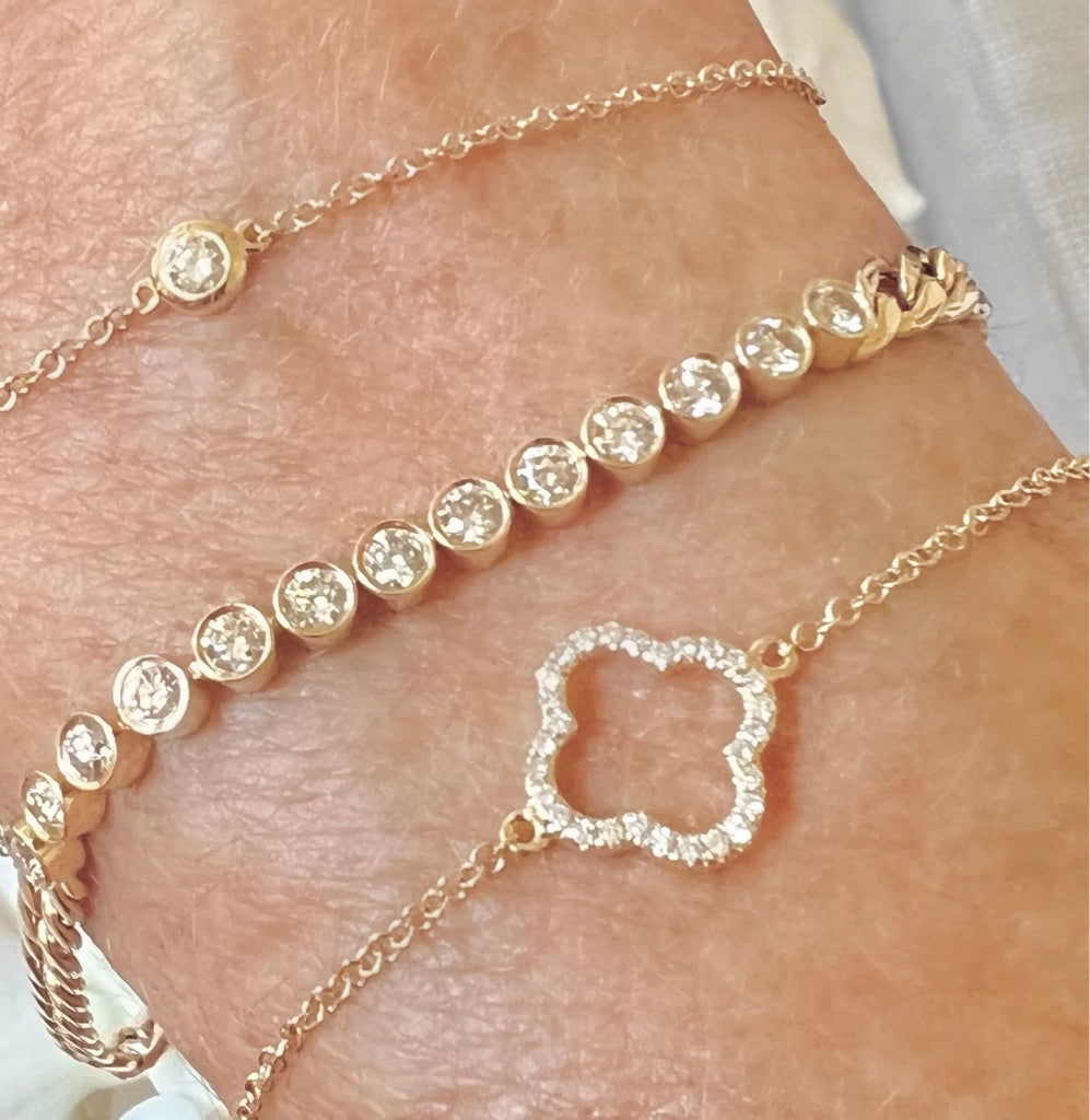 Bezel set single diamond bracelet